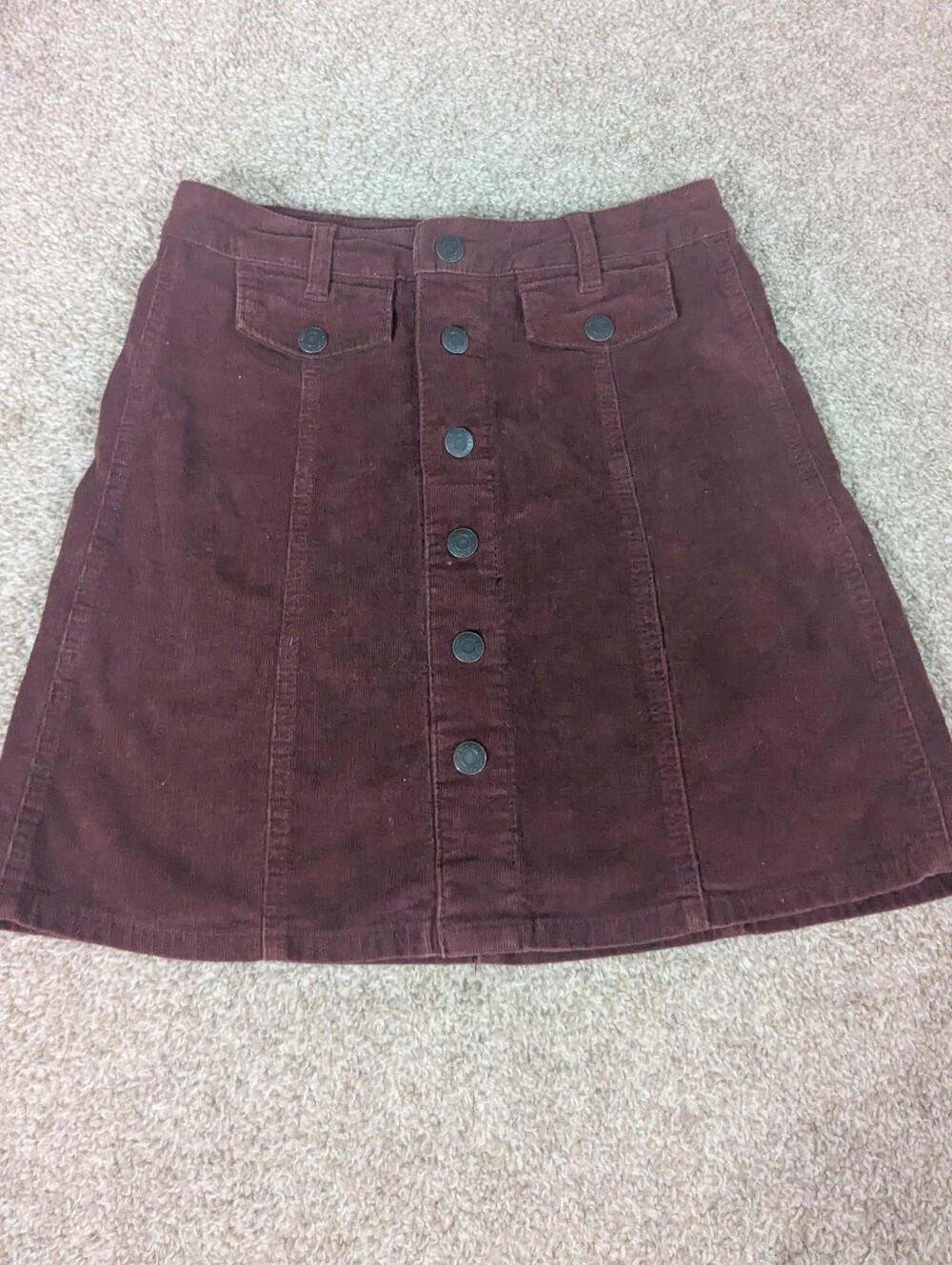 Adorable Burgundy Corduroy Mini Skirt